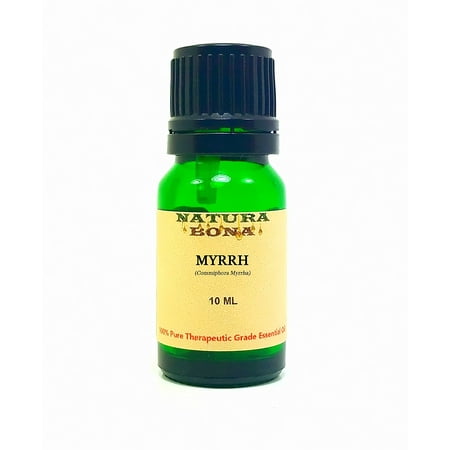 Myrrh Essential Oil; 100% Pure Organic Therapeutic Grade Commiphora Myrrha Oil in a 10ml UV Protected Green Glass Euro Dropper Bottle. (MYRRH)
