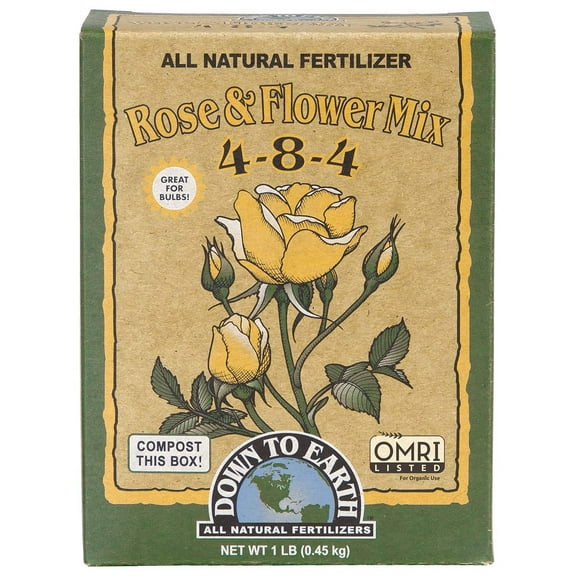 Down to Earth All Natural Rose & Flower Bulb Fertilizer Mix 4-8-4, 1 lb