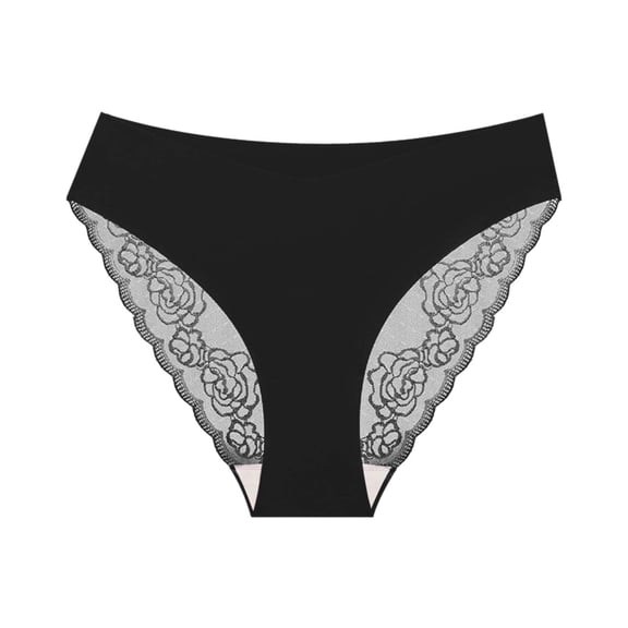 PMVFHDE Womens Seamless Lace Briefs Comfortable Thin Ladies Underwear Breathable Soft Stretch Panties Panties For Women Black，XXL