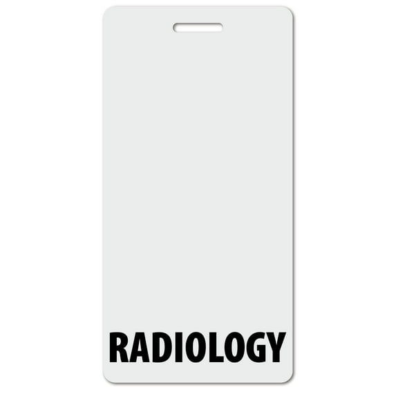 RADIOLOGY Heavy Duty Vertical White (5 pack) - Spill & Tear Proof Cards - 2 Sided USA Printed Quick Role Identifier ID Tag Backer by BadgeZoo