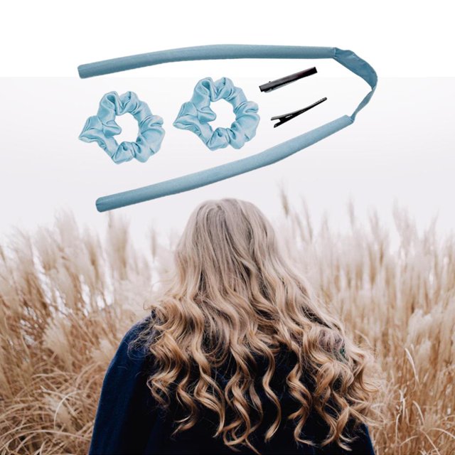 Cabello sin calor Varilla que se encrespa Dormir Horquilla r perezoso Azul Colcomx Varilla que se encrespa