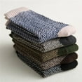 thumbnail image 4 of Luxalzxs 5 Pairs Wool Socks for Women Vintage Christmas Socks Winter Soft Warm Cold Knit Crew Socks, 4 of 5