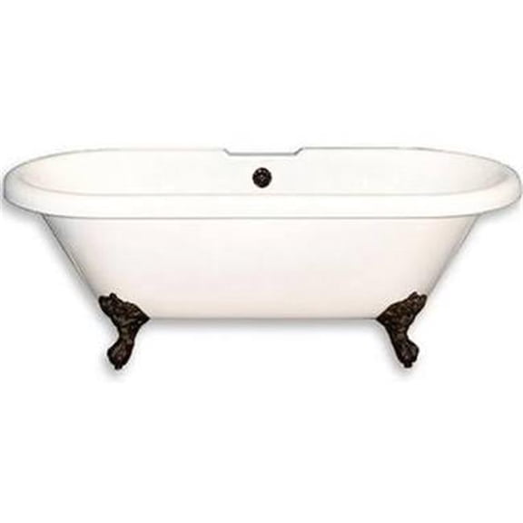 Cambridge Plumbing ADE60-DH-ORB 60 x 30 in. Acrylic Double Ended Clawfoot Bathtub with 7 in. Deck Mount Faucet Drillings & Oil Rubbed Bronze Feet