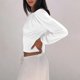 thumbnail image 5 of TaTaai Women's Solid Color Off Shoulder Long Sleeve Top Ladies Pleated High Waist Slim Fit Shirt Fashion Casual for Daily Party Work Travel Streetwear All Season Wear Gift, 5 of 7