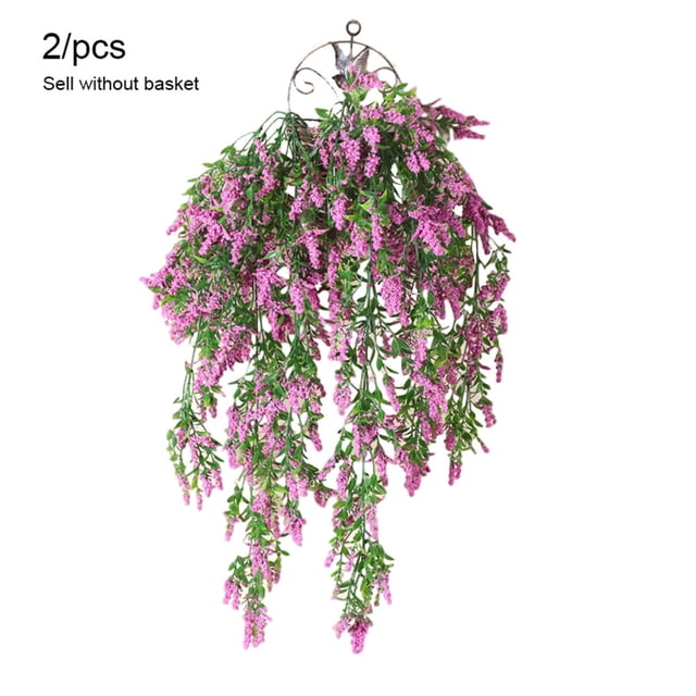 Guirnalda de lavanda artificial simulación floral decoración colgante de pared de plástico vid flor falsa de ratán, rosa roja 2 piezas eigraketly HA8169-03B
