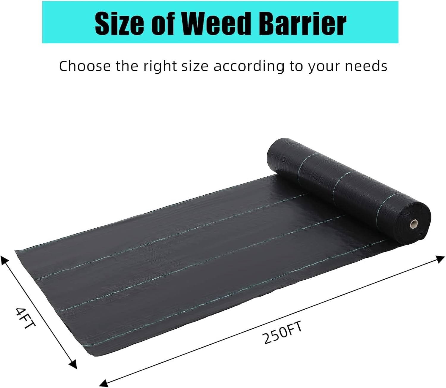 5 oz Weed Barrier Landscape Fabric 4 ft x 250 ft – Heavy Duty Ground Cover for Weed Control & Erosion Prevention – High Permeability UV Stabilized – for Garden, Flower Beds, Landscaping