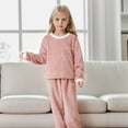 thumbnail image 2 of Dpytoraw Boys Girls Flannel Clothes Set Fluffy Sweatshirt Top And Pants Winter Warm Soft Fuzzy Homewear With Sweatpants Size 5-6 Years, 2 of 5