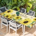 thumbnail image 2 of Sunflowers Table Cloths for 8 Foot Rectangle Tables, Spring Botanical Watercolor Blossom Flowers Patio Waterproof Elastic Fitted Tablecloths, Washable Rectangular Table Cover for Camping, 2 of 8