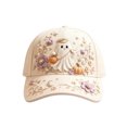 thumbnail image 3 of GrmtClth Ghost Pumpkin Halloween Baseball Cap Printed Trucker Hat Fun Holiday Costume Accessory Adjustable Cream Dad Hat for Adults Party Daily Wear, 3 of 5