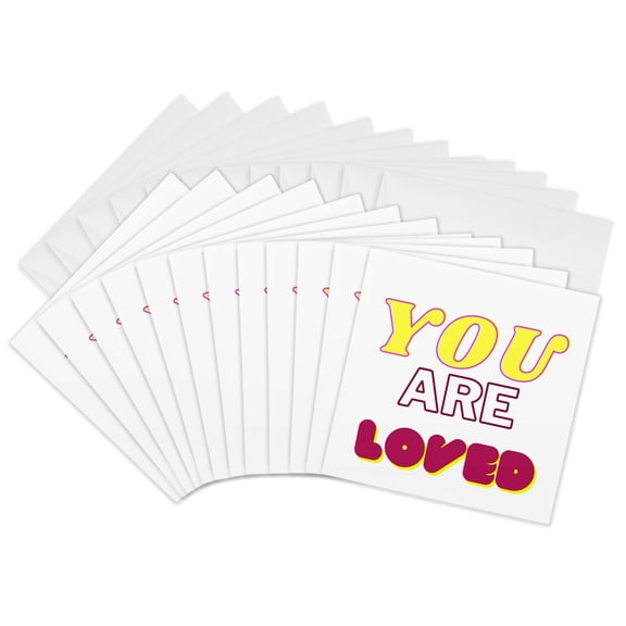 3drose, Text of You Are Loved, 12 Greeting Cards with Envelopes