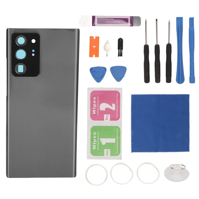 Cubierta trasera del teléfono a prueba de agua con kit de herramientas de instalación Panel trasero de vidrio para Samsung Galaxy Note 20 Ultra 5G N986 Negro