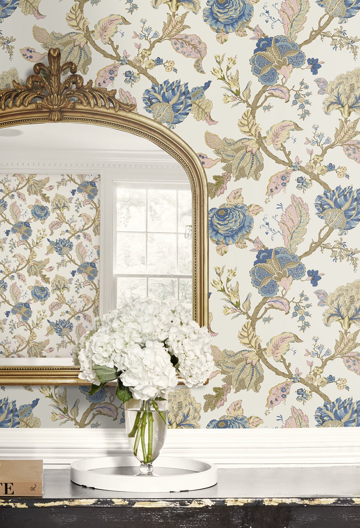 Seabrook Designs  Lana Jacobean Prepasted Wallpaper 20.5 in W x 33 ft. L - Parchment