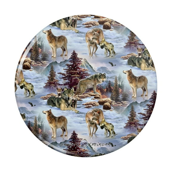 Wolf Pack Baby Wolves Snow Mountains Pattern Kitchen Refrigerator Locker Button Magnet