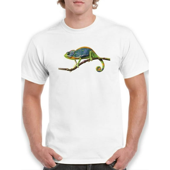 Chameleon On A Branch T-Shirt Men -SPIdeals Designs, Male Large