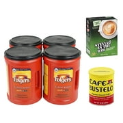 Folgers Coffee Bar Combo 4-48oz Classic Roast Coffee, 1-10oz Cafe Bustelo Coffee Espresso Plus 50ct Stevia In The Raw