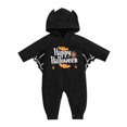 thumbnail image 1 of Gibobby Mono Ajustado de Verano de manga larga de Halloween para niños y niñas con estampado de letras de dibujos animados, disfraz de Cosplay, mono con capucha(Negro， 6-9 Meses), 1 of 5