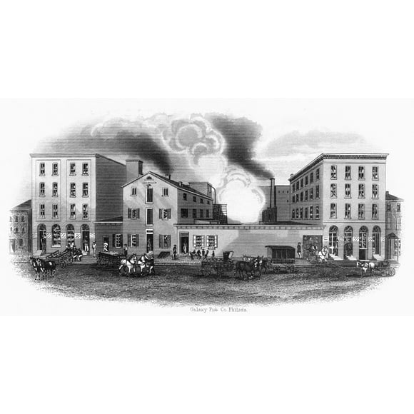Philadelphia: Distillery. /N'J.A. Dougherty'S Sons. Grain Distillery & Warehouse, Philadelphia.' Steel Engraving, American, C1865. Poster Print by  (18 x 24)