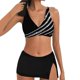 thumbnail image 1 of Gibobby Conjunto de traje de baño de bikini Traje de baño de piezas de talle para mujer(Negro,G), 1 of 5