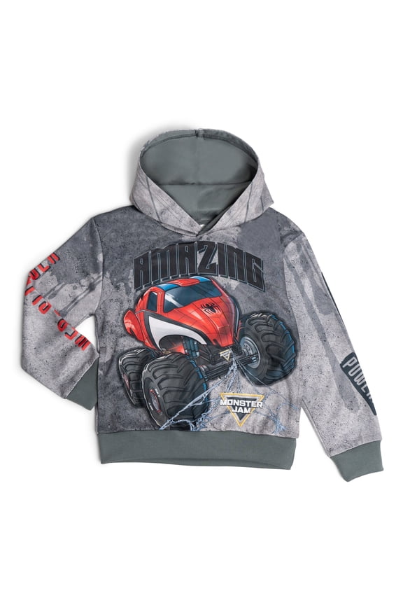 Marvel's Monster Trucks The Amazing Spider-Man Fleece Athletic Pullover Hoodie Toddler to Big Kid