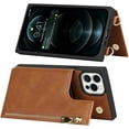thumbnail image 4 of Crossbody Wallet Case for iPhone 14 Pro Max with Card Slot Holder,iPhone 14 Pro Max Magnetic Flip Folio Purse Case, PU Leather Zipper Handbag with Detachable Lanyard Strap 6.7 Inch (Brown), 4 of 7