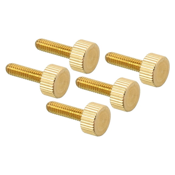 Uxcell M4x15mm Knurled Thumb Screws Flat Brass Bolts Grip Knobs Fasteners for Retro Lamps Lights 5 Pack