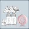 Electric Intelligent Breast Pump, BPA-Free USB Dual Breast Pump Safety Comfortable and Lightweight Automatic Massage Postpartum Breast Pump, 150ml Milk Storage Bottle with Lid and Nipple(Pink)