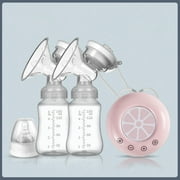 Electric Intelligent Breast Pump, BPA-Free USB Dual Breast Pump Safety Comfortable and Lightweight Automatic Massage Postpartum Breast Pump, 150ml Milk Storage Bottle with Lid and Nipple(Pink)