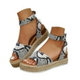thumbnail image 3 of Leozcaa Women Wedge Platform Sandals Espadrille Dressy Arch Support Summer Open Toe Ankle Strap Buckle Shoes, 3 of 7