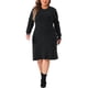 thumbnail image 2 of Vestido de suéter de mujer de tallas grandes Agnes Orinda, cuello redondo, manga larga, suéter de punto, vestido de otoño e invierno, 2X, negro, 2 of 5