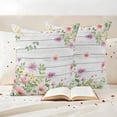 thumbnail image 3 of Pink Spring Floral Pillow Covers 2 Pack Watercolor Botanical Wildflowers Board Pillowcase Waterproof Outdoor Throw Pillow Cover for Patio Garden Square Cushion 20”x20”, 3 of 9