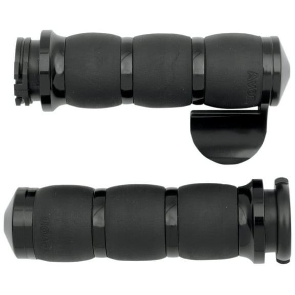 Avon Velvet Air Black Handlebar Grips w/Throttle Boss - Cable Type (AIR-96-BOSS)