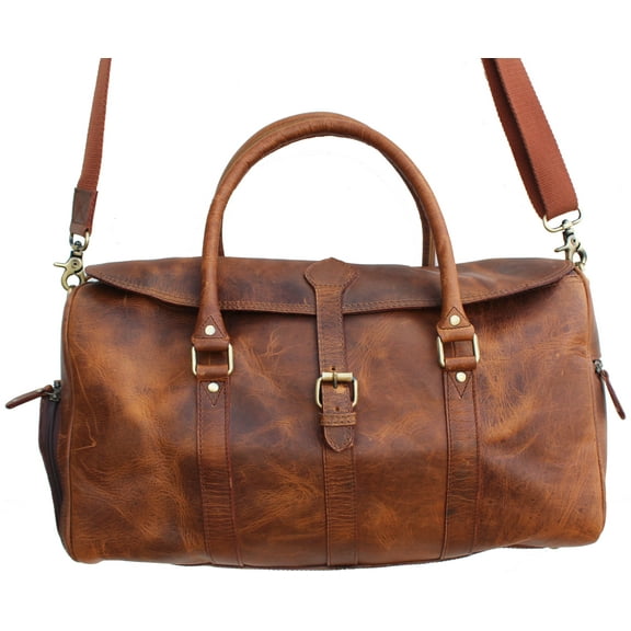 100% Full Grain Vintage Distressed Leather Sports Bag Travel Weekender Bag Duffle 18RT03S