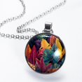 thumbnail image 2 of Tropical Plants Elegant Glass Circular Pendant Necklace - Stunning Jewelry Piece, 2 of 5