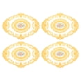 thumbnail image 1 of Paquete de 4 manteles individuales ovalados de encaje retro de 12x16 pulgadas, doilies de ganchillo franceses en color amarillo, 1 of 7