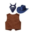 thumbnail image 4 of Yeahdor Kids Girls Boys Western Cowboy Dress Up Suede Tassel Vest with Hat Bandanna Fancy Party Outfit Navy Blue 4, 4 of 5
