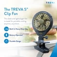 thumbnail image 3 of Treva 5 in Battery Powered Clip Fan with Clamp - Khaki, 3 of 7