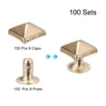 thumbnail image 3 of Unique Bargains 100 Ensembles Rivet Pointe 7mm Pyramide Rivet Rapide Clous Piquets Carrés Or Clair, 3 of 5