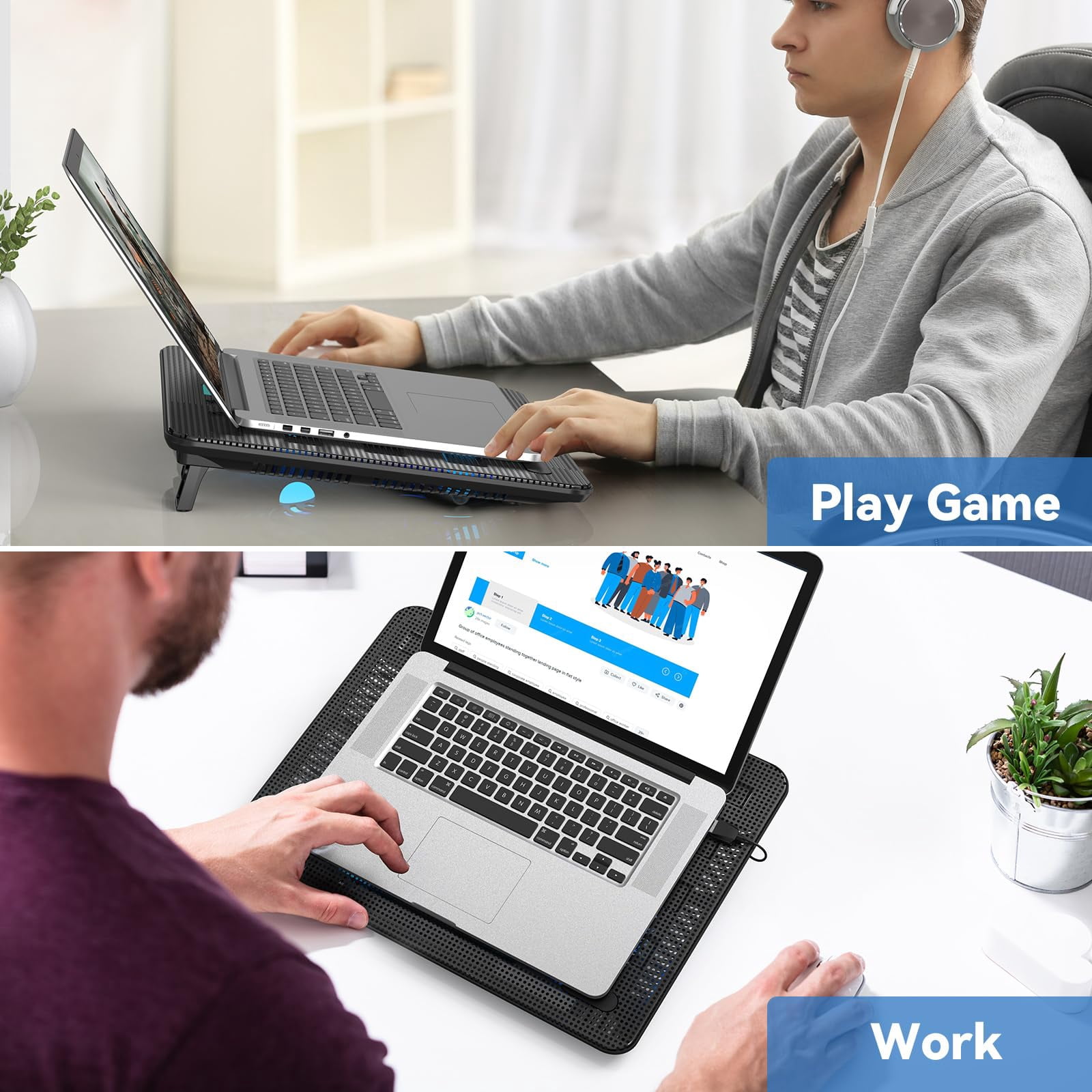Laptop Pad  Portable Slim Quiet Usb Notebook Cooler Stand Chill Mat With 3 Blue Led Fans Fits 12-17 Inches (black)