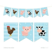 Cow Pig Chicken Horses Pennant Party Banner Old McDonald Farm Animals