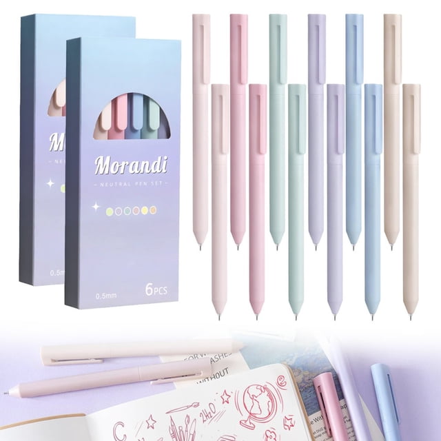 CNKOO 6PCS Colored Gel Pens for Journaling Pastel Gel Pens Colored Ink Quick Dry & No Smear Retractable Cute Pen Fine Point 0.5mm for Note Taking Aesthetic Gel Ink Pens Smooth Writing