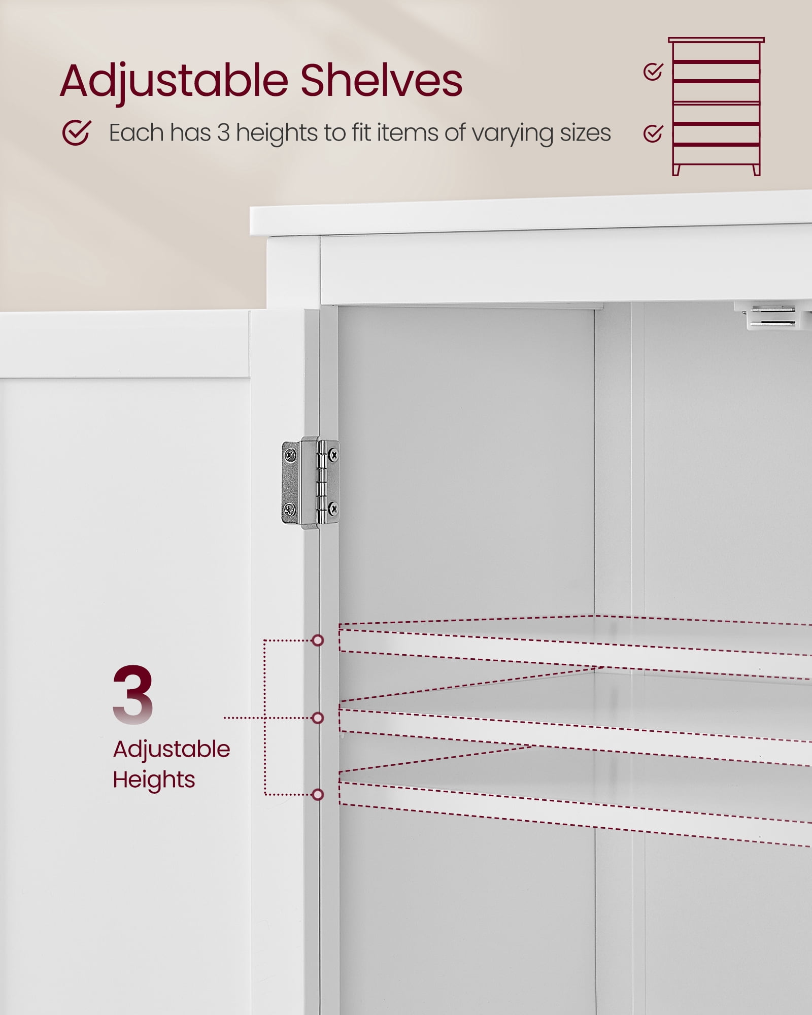 4-Door Bathroom Storage Cabinet with Adjustable Shelves, Freestanding Organizer Unit for Home, 11.8 x 23.6 x 66.9 Inches,White