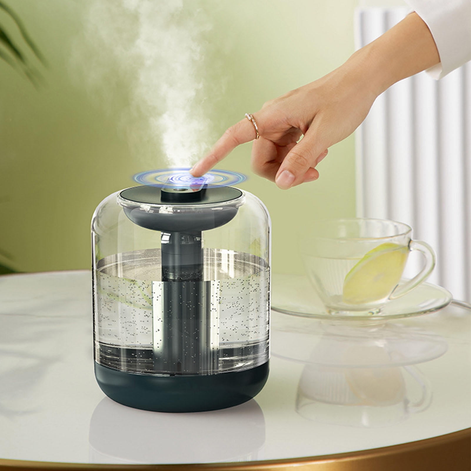 YAHHU 1L Top‑Fill Quiet Cool Mist Humidifier with Smart Touch Control, Transparent Tank, Warm Night Light, and Air‑Purifying Fog