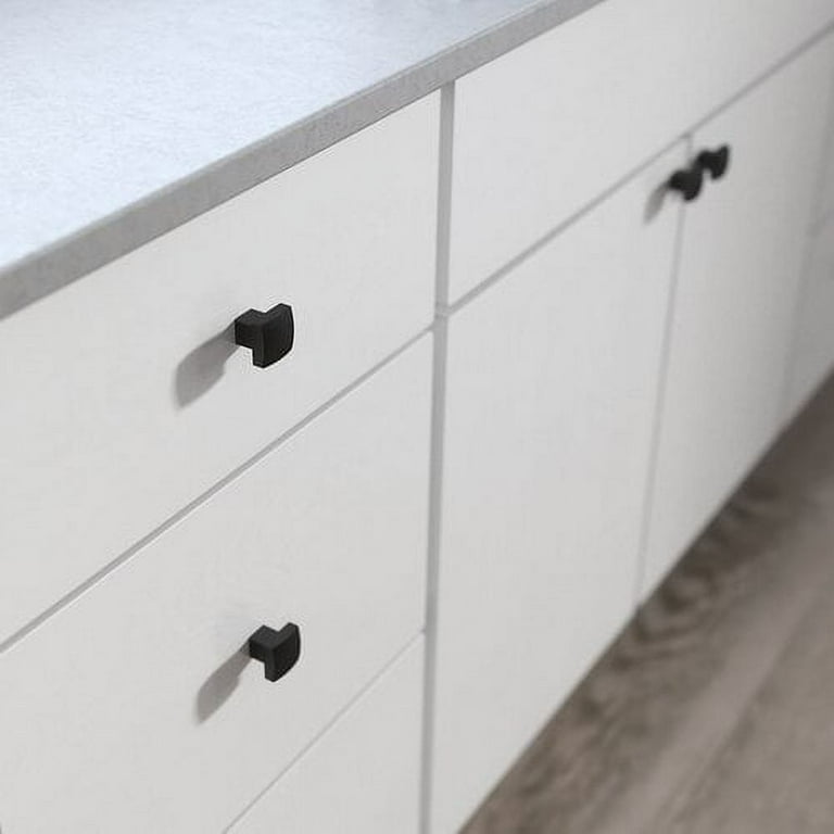 Simply Geometric 1-1/8 in. (28mm) Matte Black Square Cabinet Knob