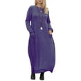 thumbnail image 3 of Capreze Women Long Sleeve Knitted Dress With Pockets Plus Size Kaftan Midi Dresses Ladies Crew Neck Loose Tunic Winter Dress Purple 2XL, 3 of 3