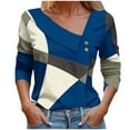 thumbnail image 1 of FAIWAD Long Sleeve Tunic Tops for Womens V Neck Button Down Tops Color Block Slim Lightweight Pullover Tops, 1 of 4