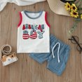 thumbnail image 4 of Vedolay Short Sets Boy 2 Piece Outfits Boy Summer Clothes Outfits Short Sleeve Funny Letter Print T-Shirt Camo Shorts Clothing Set,White 3-6 Months, 4 of 5