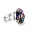 thumbnail image 2 of PhooArto Universe Dinosaur on Galaxy Stainless Steel Rings for Women, Open Adjustable Ring Promise Ring Jewelry Gifts, 2 of 5
