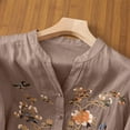 thumbnail image 5 of Womens Linen Tops 3/4 Sleeve Cotton Floral Embroidered Shirts Summer Dressy Casual Boho Blouses Loose Fit Tunic shirt Pink 2XL, 5 of 5