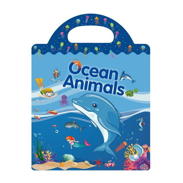 Reusable Sticker Book Cartoon DIY Puzzle Educational Cognition Learning Toys Cute Animal Stickers for Children Age 2-4 Gift Ocean Animals