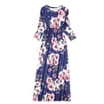 thumbnail image 3 of Gomelly Women Girls Long Maxi Dresses Floral Print Family Matching Dress Crew Neck Sundress Mother Daughter Flowy Beach Parent-Child Dark Blue (Mom) 2XL, 3 of 8